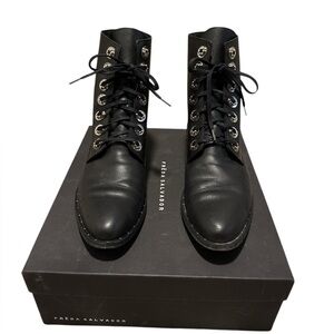 Freda Salvador RALF Lace-Up Boots | Black Leather | Size 10